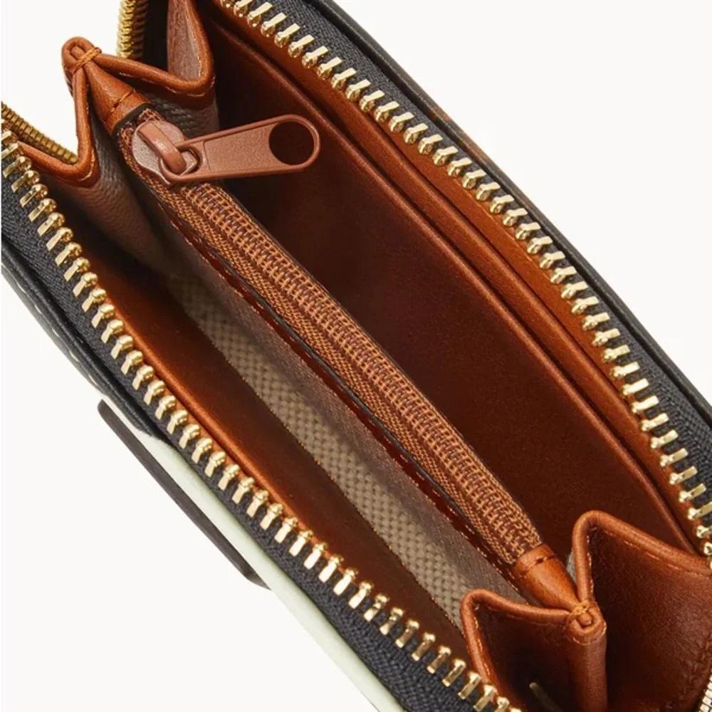 Dooney & Bourke Zebra Leather Large Zip Around Credit Card Case